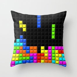 Retro Video Game Blocks Pattern Throw Pillow