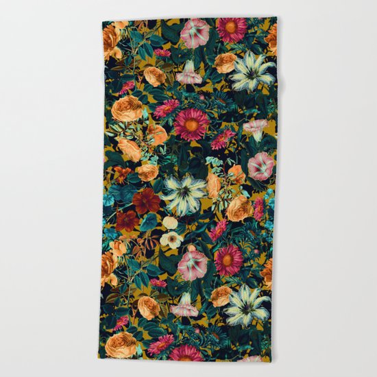 Floral Pattern Winter Garden Beach Towel