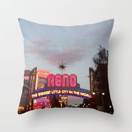 Downtown Reno at dusk Throw Pillow