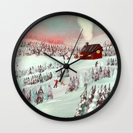 The Winter Cabin Wall Clock