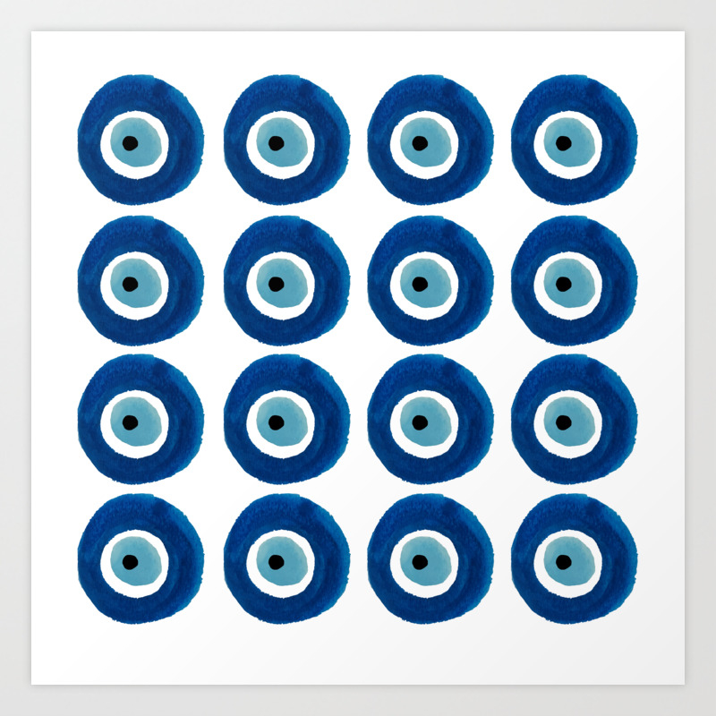 Watercolor Evil Eye Pattern Nazar Art Print By Avrah Society6