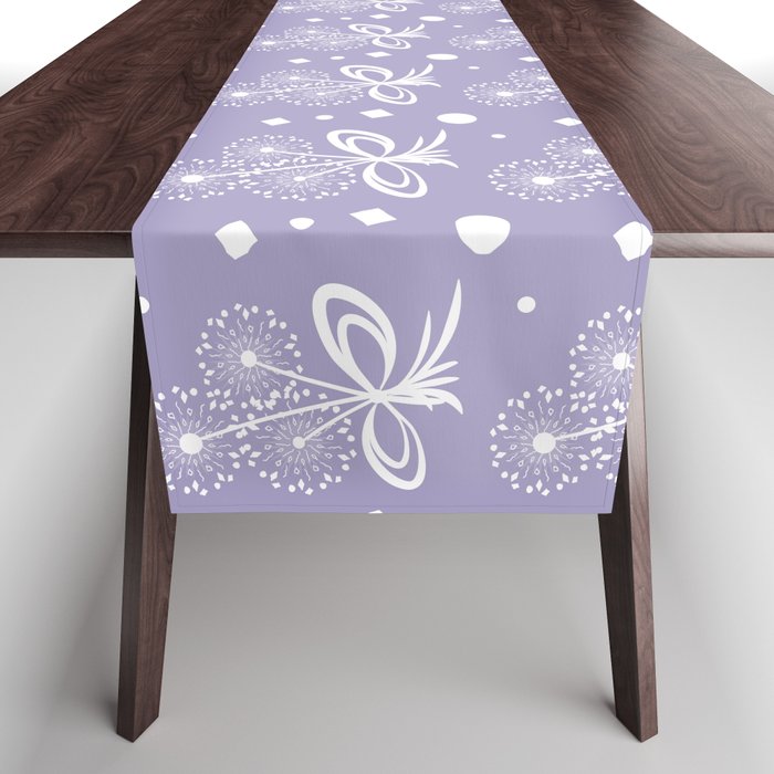 Purple and white flower pattern Table Runner