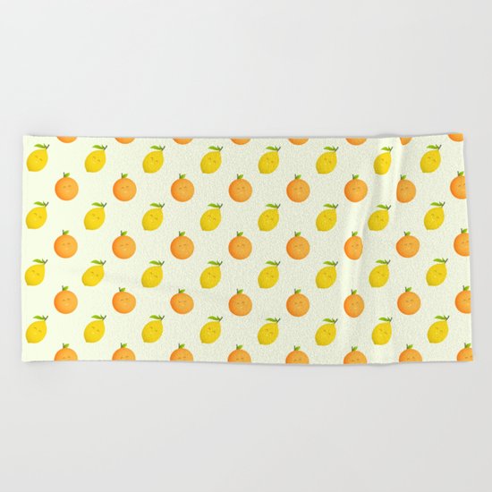 Happy Orange and Lemon Beach Towel