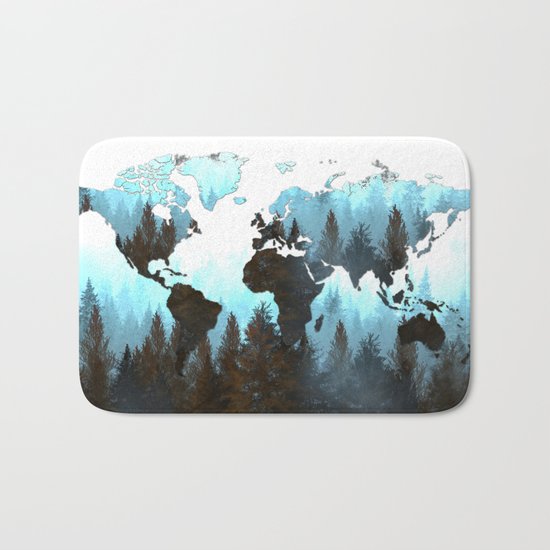 world map forest Bath Mat