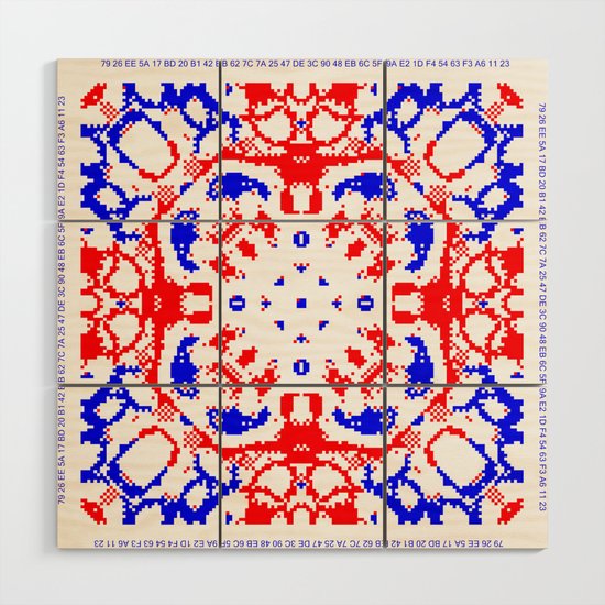 Ca Fantasy Red Blue White Series 9 Wood Wall Art By Cellulrautomataart