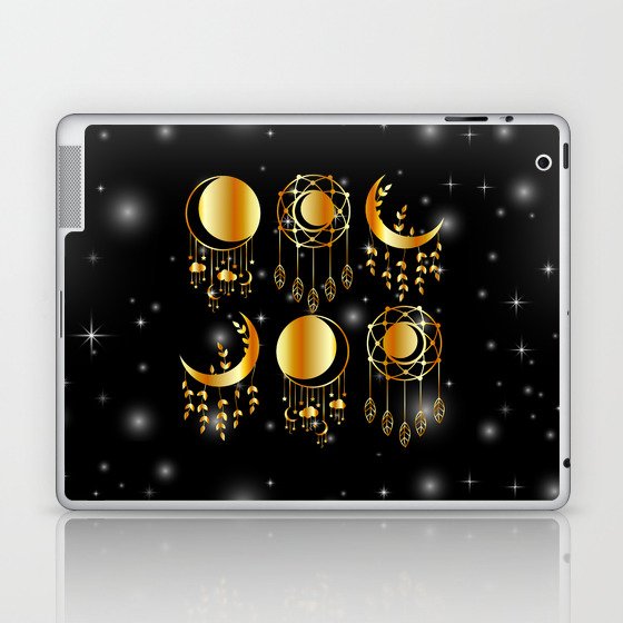 Mystic moon Decorative dream catchers in gold Laptop & iPad Skin