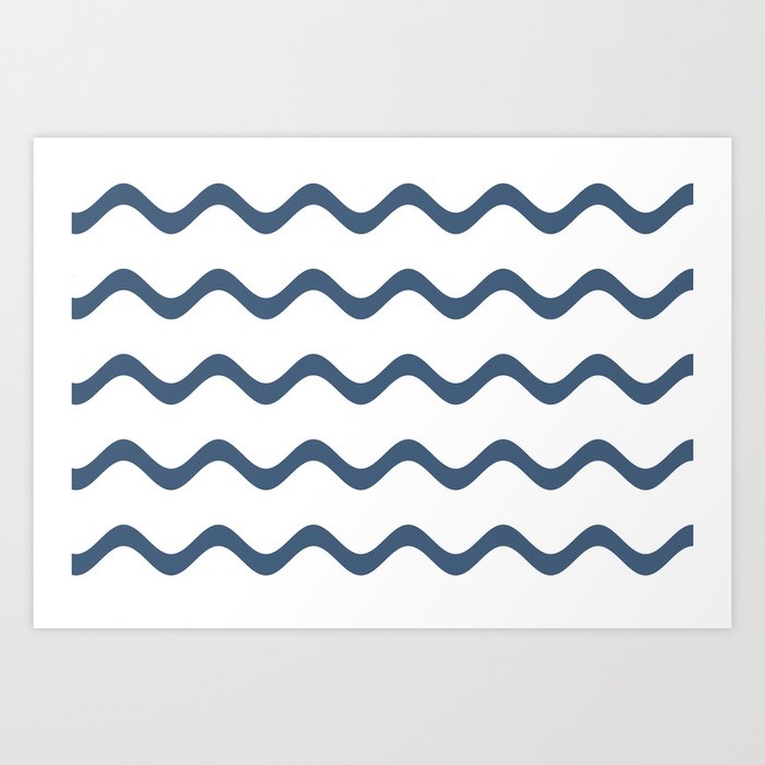 Blue and White Horizontal Line - Stripe Pattern - Diamond Vogel 2022 Popular Colour Happy Tune 0648 Art Print