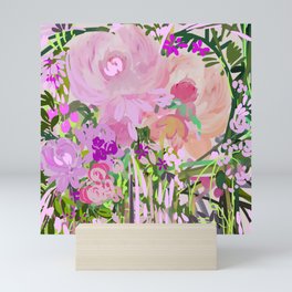 Loose florals peonies roses vines  Mini Art Print