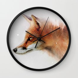 Foxy Love Wall Clock | Digital, Curated, Animal, Wanderlust, Graphicdesign, Anartaday, Foxy, Cafelab, Wild, Fox 