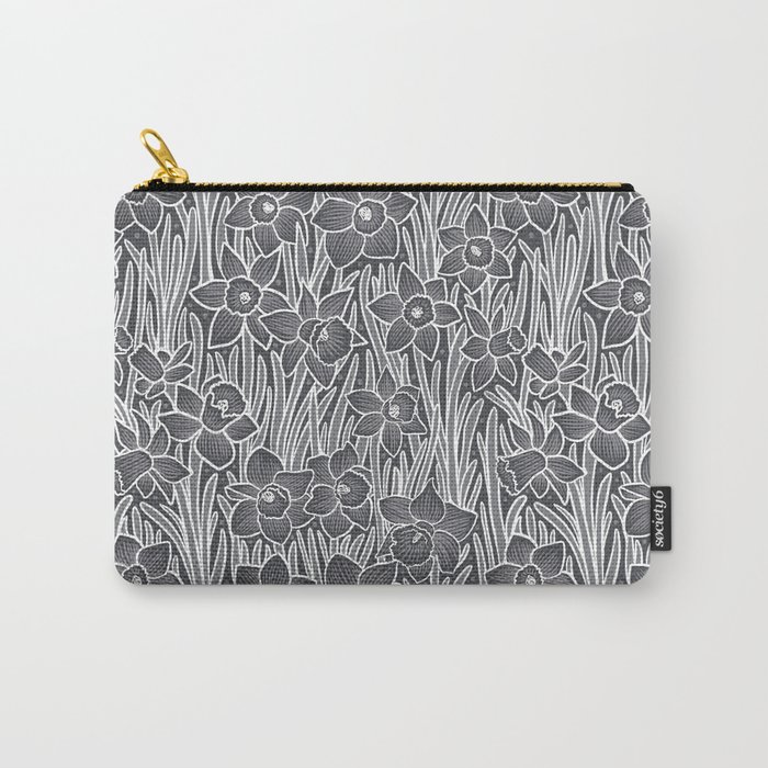 Daffodil Pattern- Dark Gray Carry-All Pouch