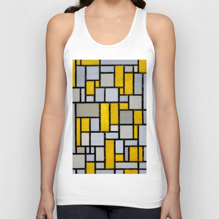 Piet Mondrian (Dutch, 1872-1944) - COMPOSITION WITH GRID 1 - 1918 - De Stijl (Neoplasticism) - Abstract, Geometric Abstraction - Oil on canvas - Digitally Enhanced Version - Tank Top