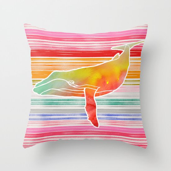 Whale Collage by Garima and Jacqueline Throw Pillow