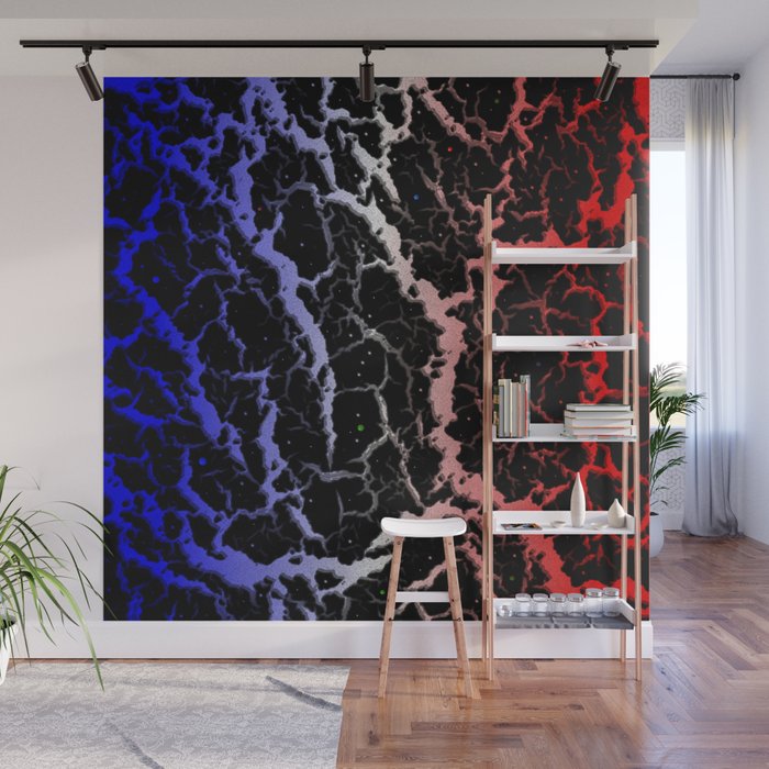 Cracked Space Lava - Blue/White/Red Wall Mural