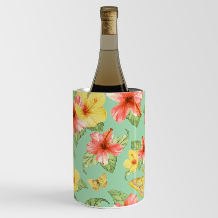 Tropical Flowers and Moths Pattern Wine Chiller