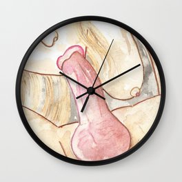 BLOW JOB ART oral sex positive fellatio painting erotica boobs penis cock erection heterosexual Wall Clock