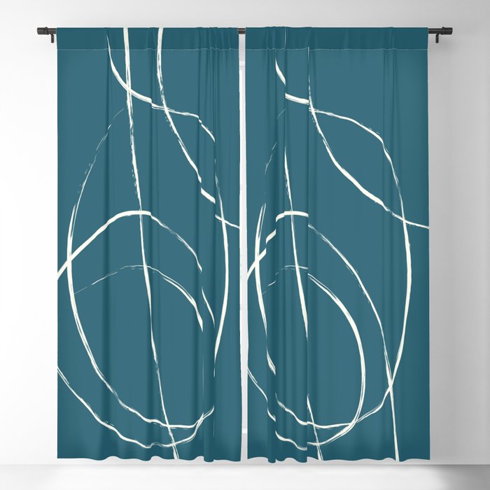 Teal Line Art Minimalist Modern 001 Blackout Curtain