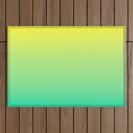 Bright Sunshine Yellow to Sea Mint Green Ombre Shade Color Fade Outdoor Rug