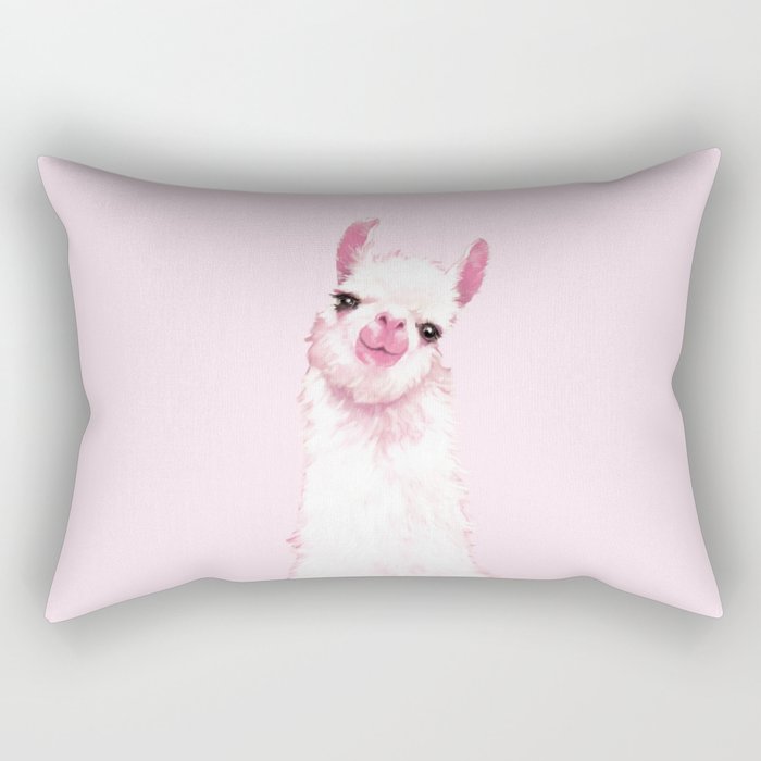 Llama Pink Rectangular Pillow