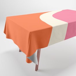 Simple Waves 3 - Pink, Orange and Cream Tablecloth