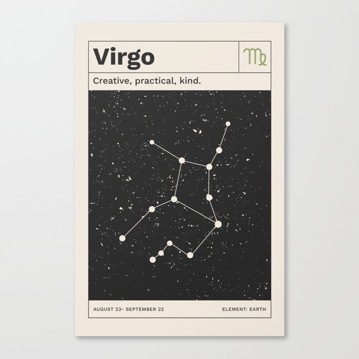 Virgo Constellation Retro Minimalist Zodiac Print Canvas Print
