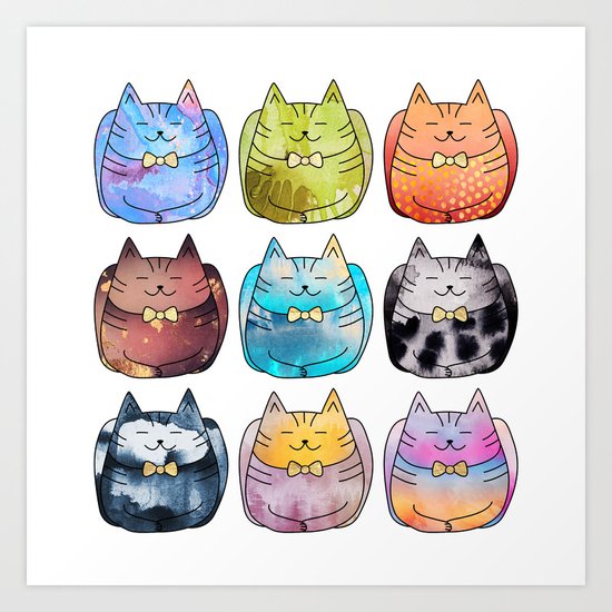 Colorful Cats Art Print