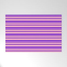 [ Thumbnail: Purple & Light Pink Colored Stripes/Lines Pattern Welcome Mat ]