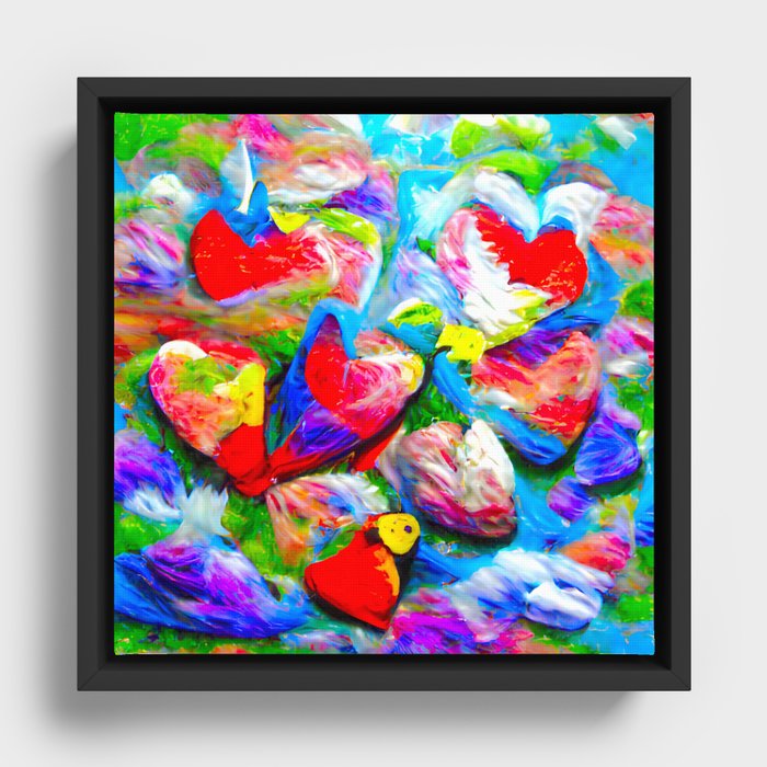 Abstract Hearts Framed Canvas