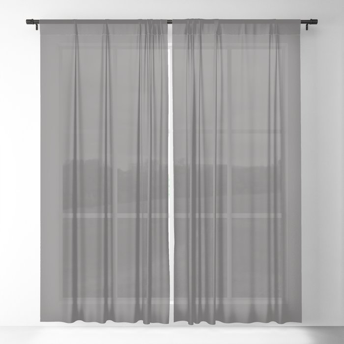 Dark Gull Gray solid color. Dusty Neutral color plain pattern Sheer Curtain