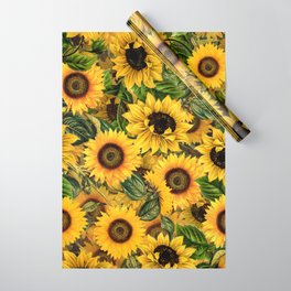 Vintage & Shabby Chic - Noon Sunflowers Garden Wrapping Paper
