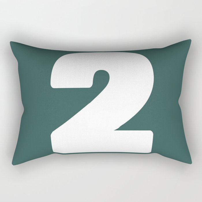 2 (White & Dark Green Number) Rectangular Pillow