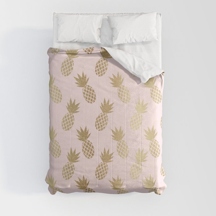 Pink & Gold Pineapples Pattern Comforter