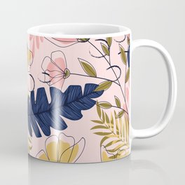 Pink and Blue Flowers Pattern Coffee Mug