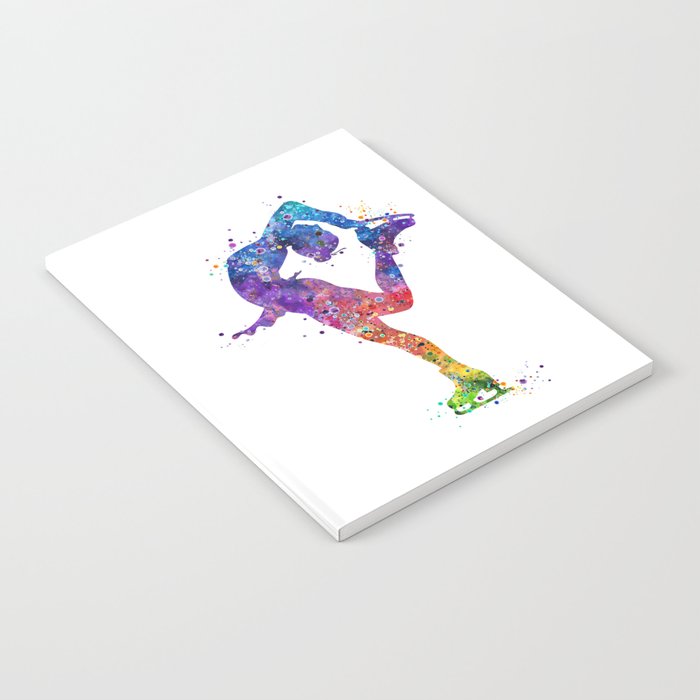Ice Skating Girl Colorful Watercolor Art Gift Notebook