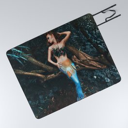 Mermaids of the tropical Amazon river basin; magical realism fantasy female mermaid portrait color photograph / photography Picnic Blanket