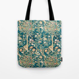 William Morris Vintage Melsetter Teal Blue Green Floral Art Tote Bag | Trendy, Antique, Trees, Flowers, Curtains, Painting, Arts Crafts, Cottagecore, Homedecor, Fabric 