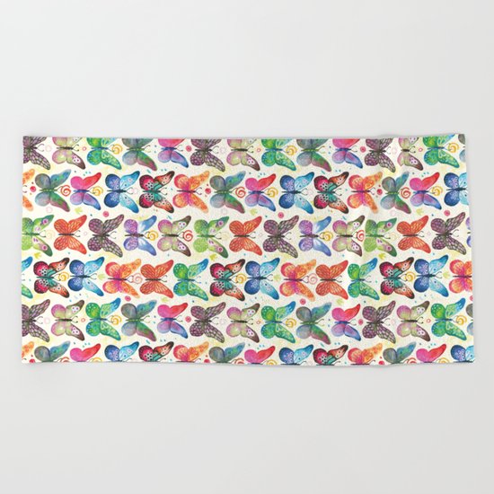 Colorful Butterflies Beach Towel