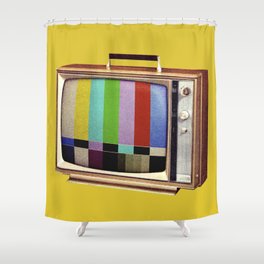 Retro old TV on test screen pattern Shower Curtain