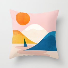 Abstraction_Lake_Sunset_Minimalism_002 Throw Pillow