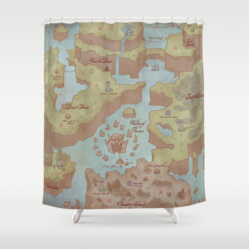 Super Mario World Map Vintage Style Shower Curtain By