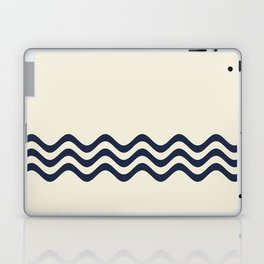Coastal Beige PPU7-13 and Navy Blue Wavy Horizontal Stripe Pattern Bottom Laptop Skin