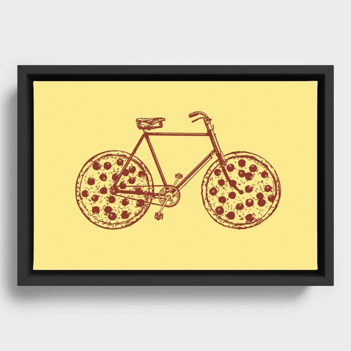 Bicycle with Pepperoni Pizza Tires Framed Canvas