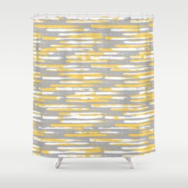Colorful Stripes, Abstract Art, Yellow and Gray Shower Curtain