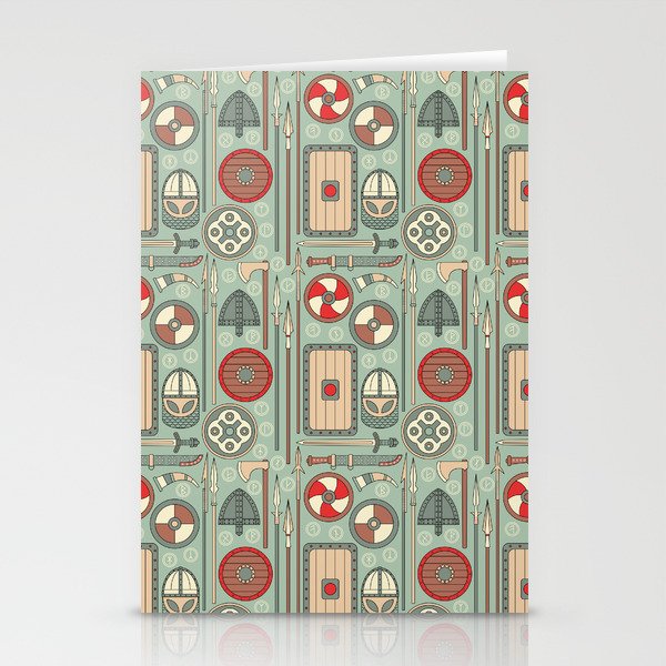 Viking wepons, shield and armor pattern Stationery Cards