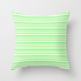 [ Thumbnail: Beige and Green Colored Lined/Striped Pattern Throw Pillow ]