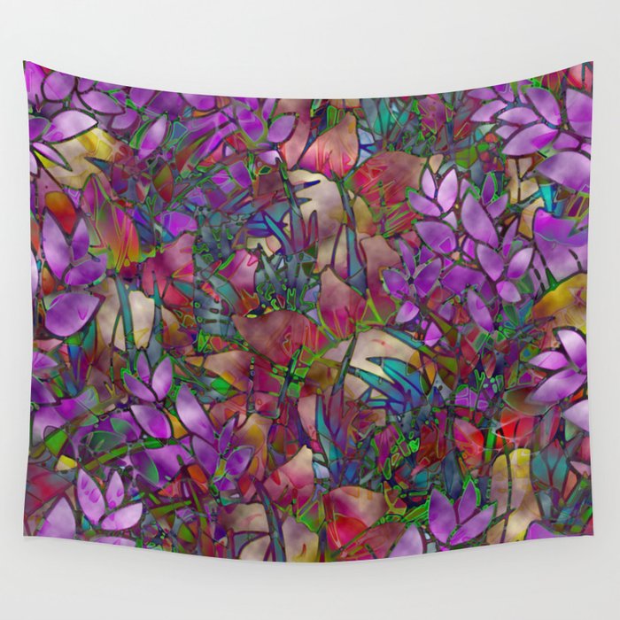 Floral Abstract Stained Glass G175 Wall Tapestry