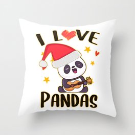 I love christmas and pandas Throw Pillow