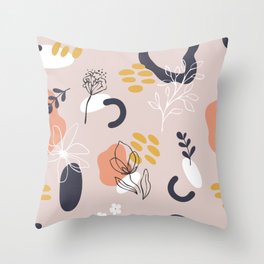 Abstract Boho in Pink and Navy Blue Throw Pillow