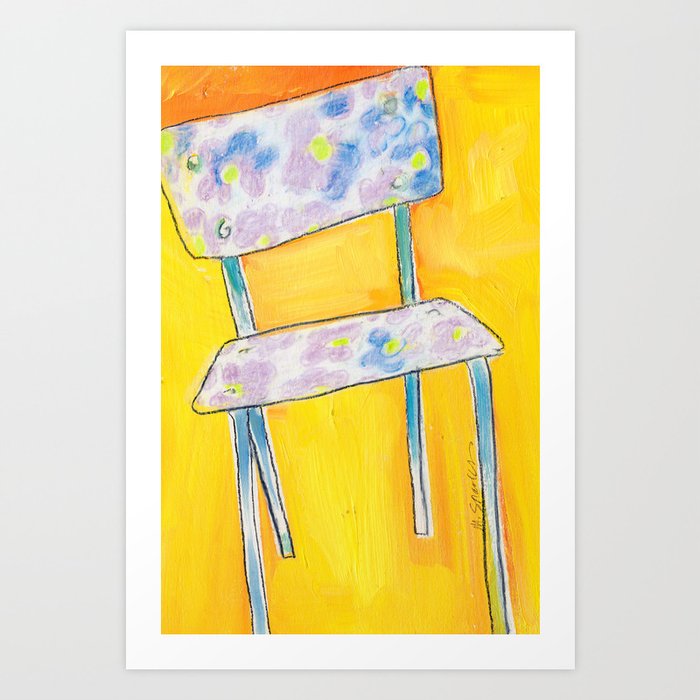 Floral Chair Mid Century Style Art Print