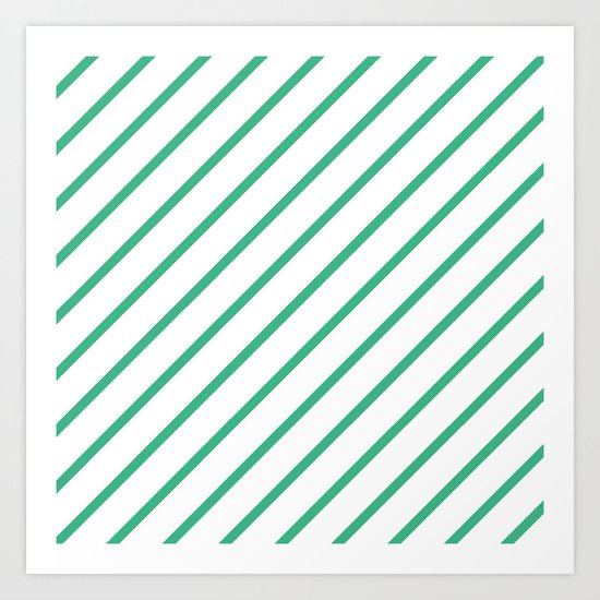 Diagonal Lines (Mint/White) Art Print