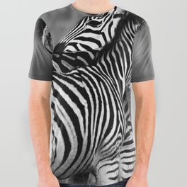 South Africa Photography - Two Zebras Hugging In Black And White All Over Graphic Tee